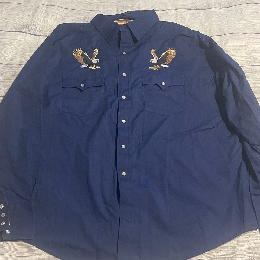 Men's XL Blue Authentic Western button up